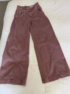 AG Adriano Goldschmied Mauve Wide-Leg Jeans